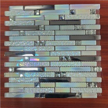 Мозаечна плочка от стъклен камък и метален микс